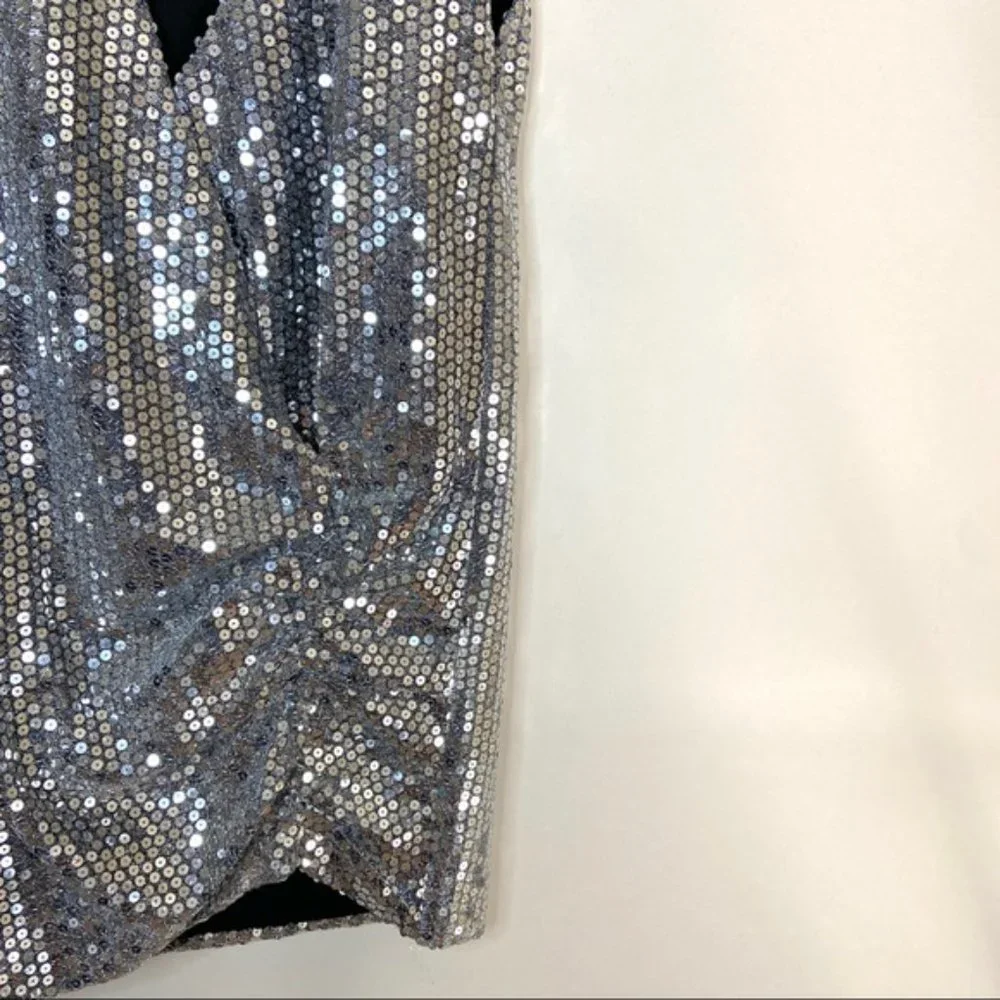 Zara Silver Sequin Mini Dress - Picture 6 of 7